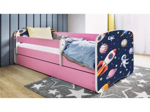 Kocot kids Detská postieľka Babydreams vesmír ružová, variant 80x180, se šuplíky, s matrací