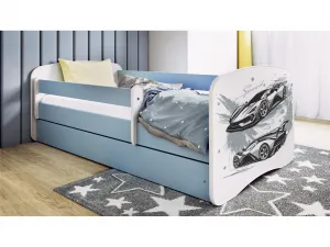 Kocot kids Detská posteľ Babydreams pretekárske auto modrá, variant 80x180, se šuplíky, s matrací