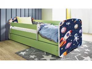 Kocot kids Detská postieľka Babydreams vesmír zelená, variant 70x140, se šuplíky, s matrací