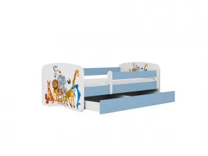 Kocot kids Detská posteľ Babydreams zvieratká modrá, variant 70x140, se šuplíky, s matrací