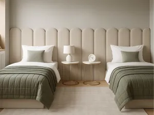 Nástenný čalúnený panel v tvare oblúka VELVET Zvoľte farbu: Béžová, Zvoľte rozmer: 20x100 cm, Uchytenie na stenu: So samolepiacim suchým zipsom