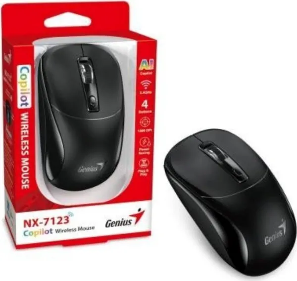 Myš bezdrátová, Genius NX-7123, černá, optická, 1200DPI