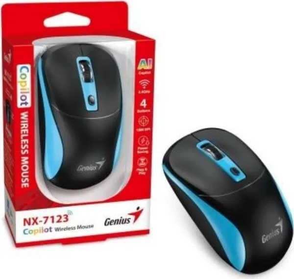 Myš bezdrátová, Genius NX-7123, černo-modrá, optická, 1200DPI