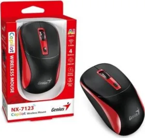 Myš bezdrátová, Genius NX-7123, černo-červená, optická, 1200DPI