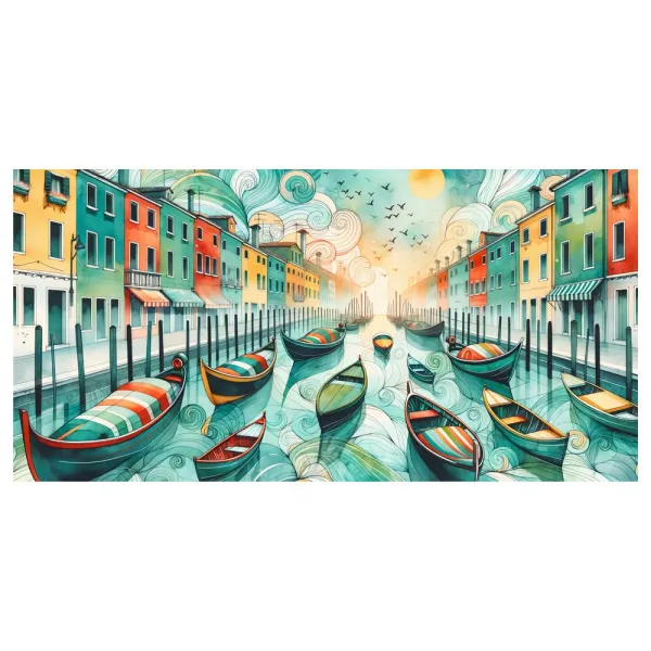 Obraz benátsky kanál plný života a farieb