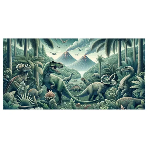 Obraz praveký svet dinosaurov v džungli