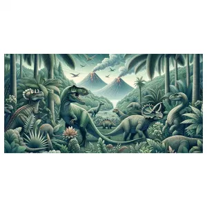 Obraz praveký svet dinosaurov v džungli