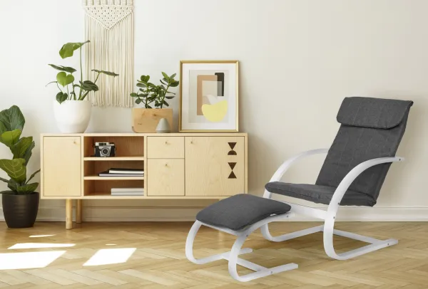 MODERNHOME Finské houpací křeslo s podnožkou FINN šedé