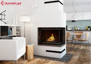 Kratki Zuzia 15 kW BS pravá bez stĺpika - krbová vložka rohová ZUZIA/P/BS