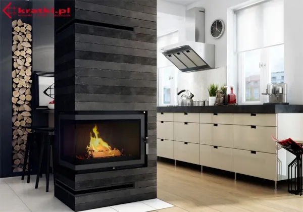Kratki Zuzia 15 kW BS ľavá bez stĺpika - krbová vložka rohová ZUZIA/L/BS