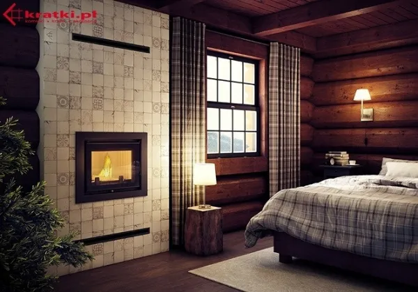 Kratki Zuzia 15 kW DECO s dochladzovacou špirálou s čiernym ohniskom - krbová vložka s teplovodným výmenníkom ZUZIA/PW/15/W/DECO/BLACK