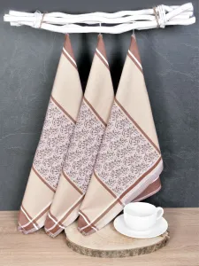 Luxusné kuchynské utierky, DORO BEIGE egyptská bavlna set 3 ks