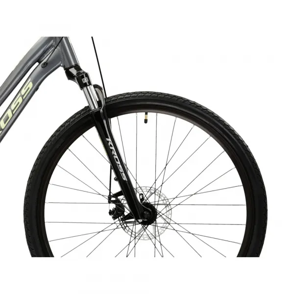 Kross EVADO 3.0 28" - model 2025 šedá / zelená / lesk - M (17", 158-170 cm)