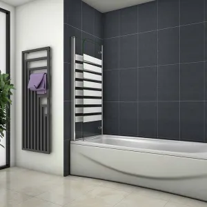 H K - Vaňová zástena S22 STRIPE 120x140cm - dvojdielna sklopná, číre sklo so vzorom, ľavá varianta SE-S22STRIPE120