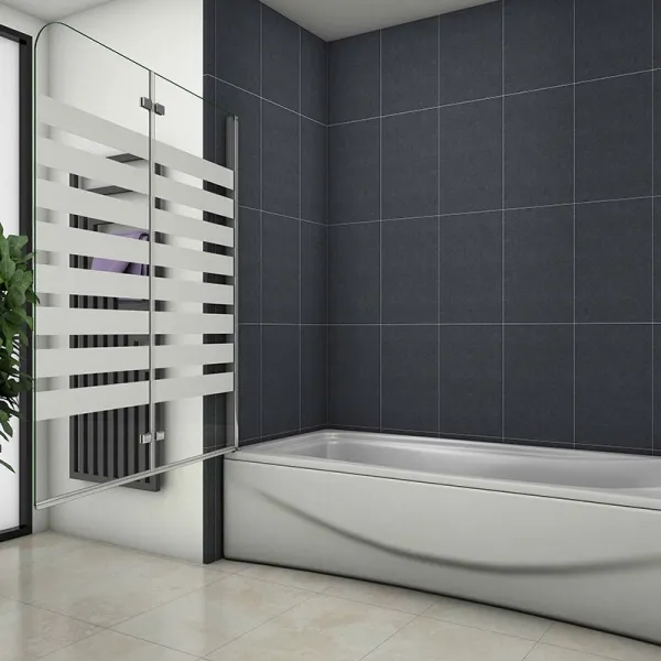H K - Vaňová zástena S22 STRIPE 120x140cm - dvojdielna sklopná, číre sklo so vzorom, ľavá varianta SE-S22STRIPE120