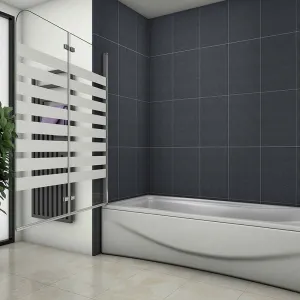 H K - Vaňová zástena S22 STRIPE 120x140cm - dvojdielna sklopná, číre sklo so vzorom, ľavá varianta SE-S22STRIPE120