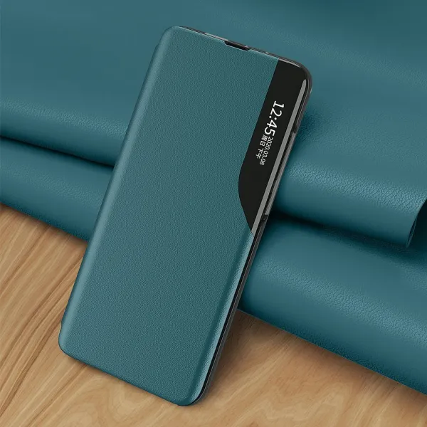 MG Eco Leather View knižkové puzdro na Samsung Galaxy A72, zelené
