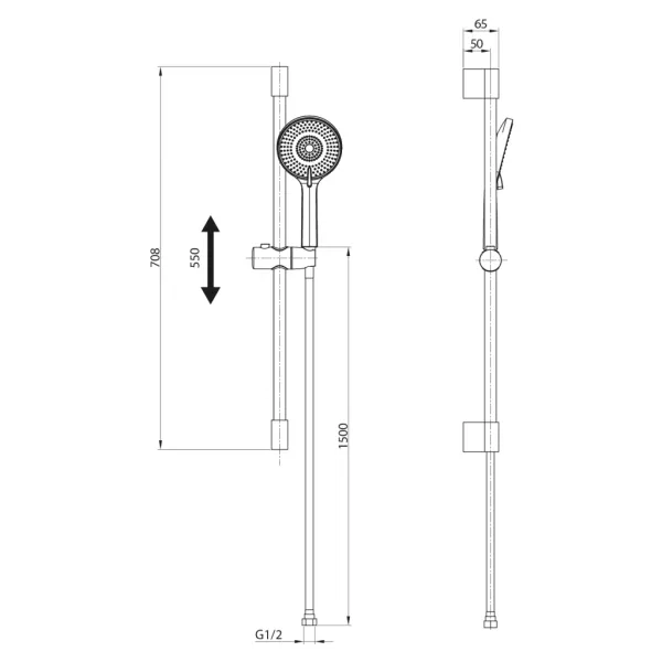 Sprchová súprava, posuvný držiak 708 mm, zlatá matná SC715GB