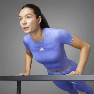 adidas TECHFIT PRINT TEE Dámske tréningové tričko, modrá, veľkosť