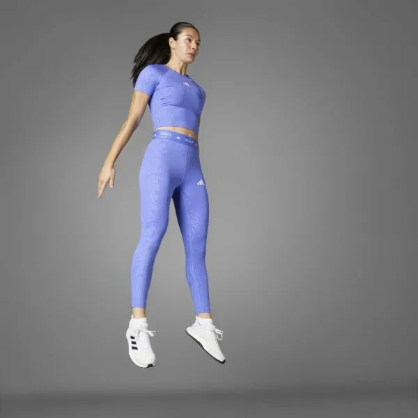 adidas TECHFIT PRINT TEE Dámske tréningové tričko, modrá, veľkosť