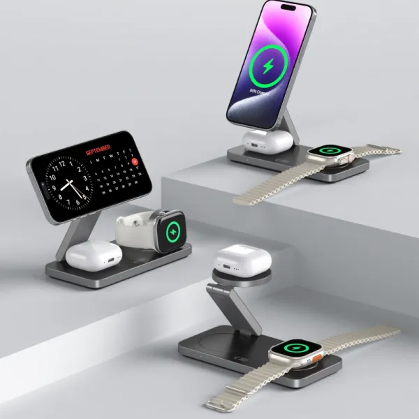 Tech-Protect A47 MagSafe bezdrôtová nabíjačka na mobil / AirPods / Apple Watch 15W, čierna