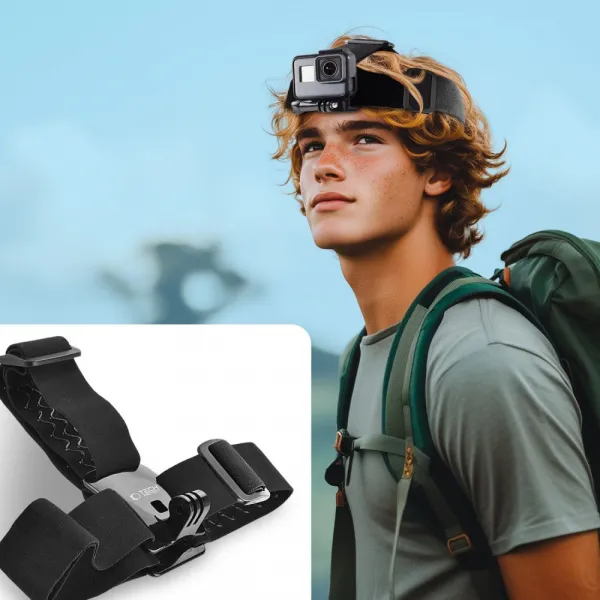 Tech-Protect GA100 držiak na hlavu pre športové kamery GoPro / DJI, čierny