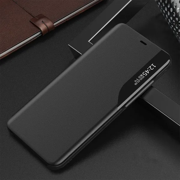 MG Eco Leather View knižkové puzdro na iPhone 13 mini, čierne