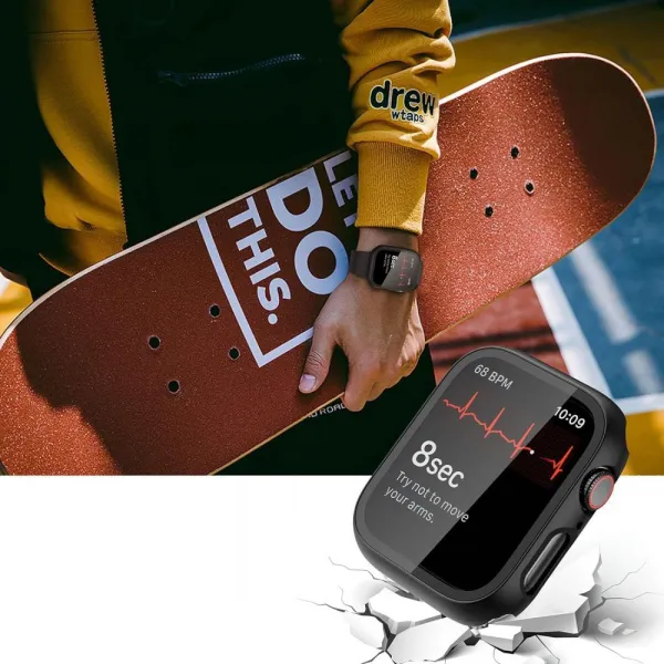 Tech-Protect Defense 360 puzdro so sklom na Apple Watch 10 42mm, čierne