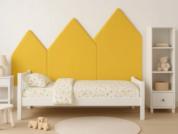 Čalúnený panel na stenu HORY - pravá strana VELVET Zvoľte farbu: Žltá, Zvoľte rozmer: 90x200 cm, Uchytenie na stenu: So samolepiacim suchým zipsom