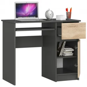 Ak furniture Psací stůl PIKSEL 90 cm grafitově šedý/dub sonoma pravý