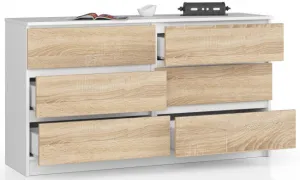 Ak furniture Komoda Rollo K 138,4 cm biela/dub sonoma