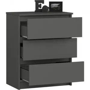 Ak furniture Komoda Kuba 60 cm s 3 zásuvkami grafitová