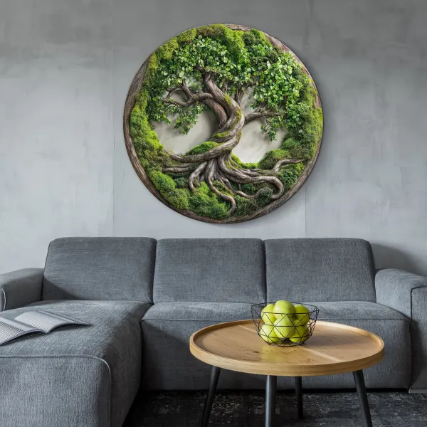 Machový strom života - Luxusná imitácia na dreve