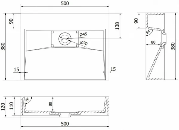 MEXEN - Ava umývadlo na dosku liaty mramor 50 x 38, biela 23015001
