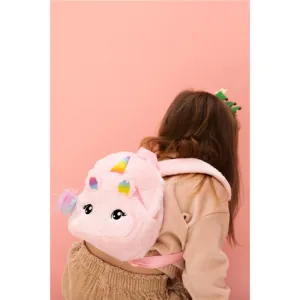 BrushArt KIDS Fluffy unicorn backpack Small detský batoh Pink (20 x 23 cm) 1 ks