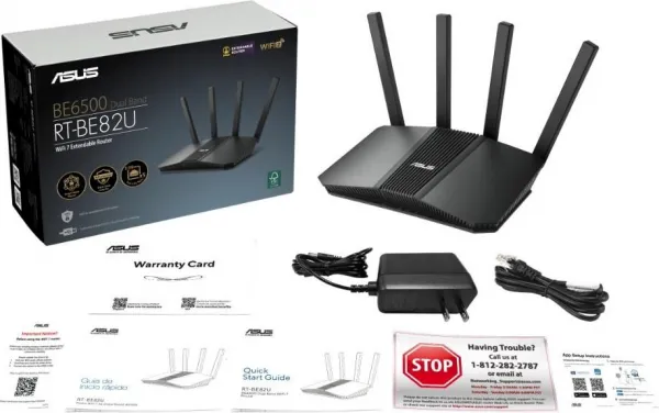 ASUS RT-BE82U WiFi 7 Extendable Router, AiMesh, 1x WAN, 4x LAN