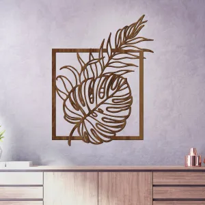 Drevený obraz - Monstera v ráme