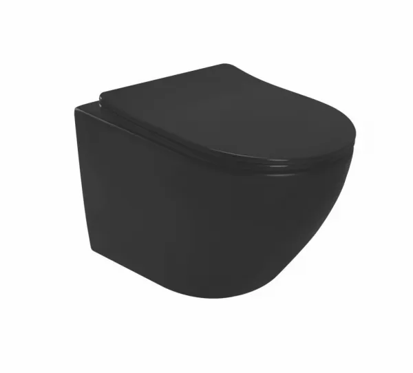 CERSANIT predstenový inštalačný systém s bielym tlačidlom K97-516 + WC REA CARLO MINI RIMLESS ČIERNY MAT + SEDADLO K97-526 516 MM1