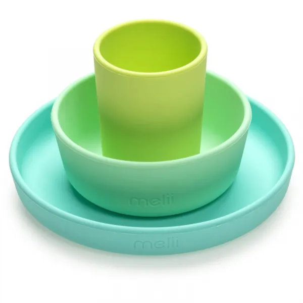 Melii Feeding Set jedálenská súprava Mint, Blue, Lime