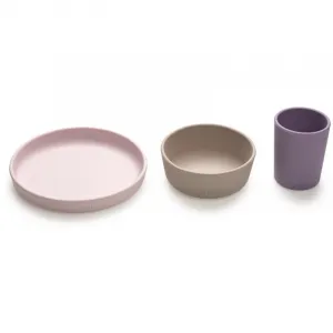 Melii Feeding Set jedálenská súprava Pink, Purple, Grey 3 ks