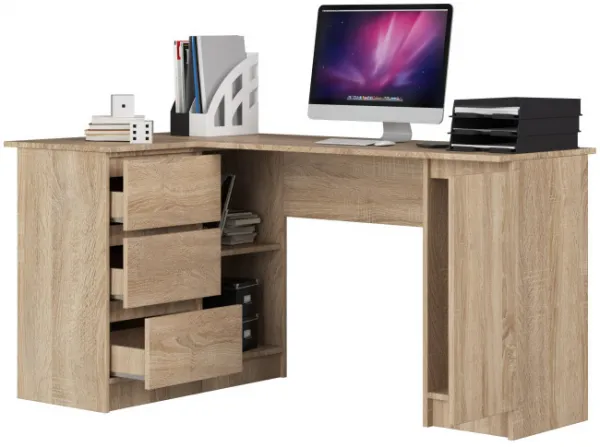 Ak furniture Rohový písací stôl B20 155 cm dub sonoma ľavý