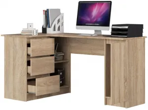 Ak furniture Rohový písací stôl B20 155 cm dub sonoma ľavý