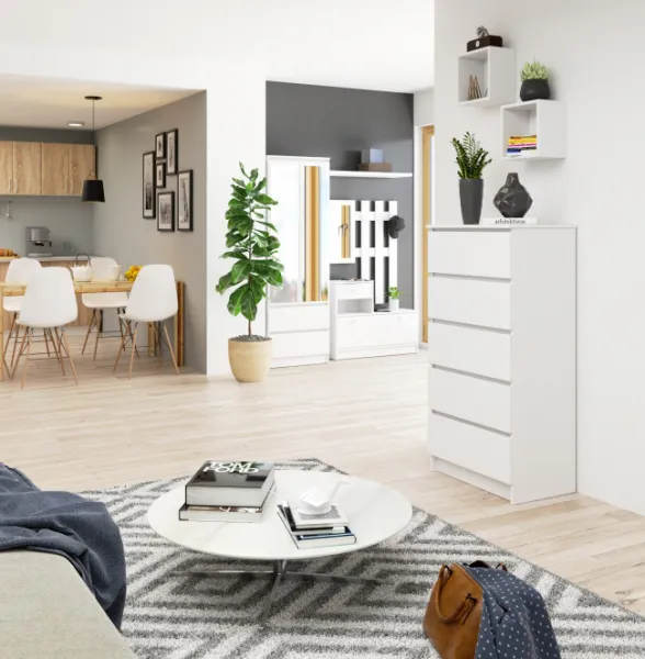 Ak furniture Komoda Kuba 60 cm - 5 zásuviek biela