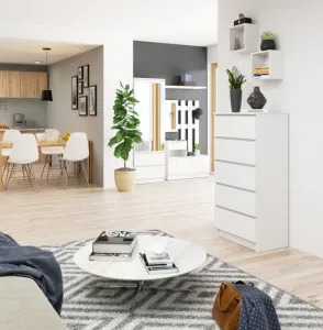 Ak furniture Komoda Kuba 60 cm - 5 zásuviek biela