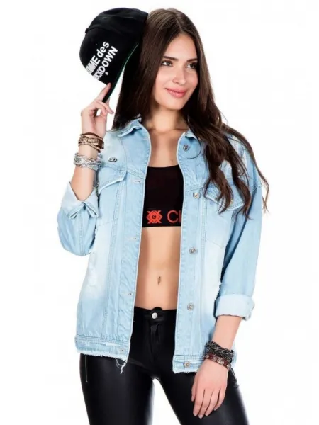 Dámska bunda CIPO & BAXX WJ153 ICE BLUE Farba: Modrá, Konfekčná veľkosť: S