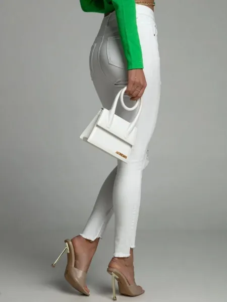 ASPERISSIA Dámske skinny jeans GOGO Farba: Biela, Konfekčná veľkosť: L