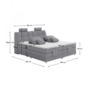 Elektrická polohovacia posteľ, boxspring, sivá, 180x200, POLERMA NEW