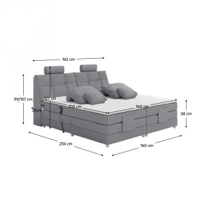 Elektrická polohovacia posteľ, boxspring, sivá, 160x200, POLERMA NEW