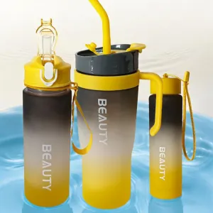 Livefy 3in1 Set fľašky na vodu a pohár Sunrise, ombre
