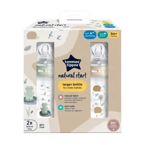 Tommee Tippee Natural Start Anti-Colic samosterilizačná dojčenská fľaša Nature Medium Flow 3 m+ 2x340 ml